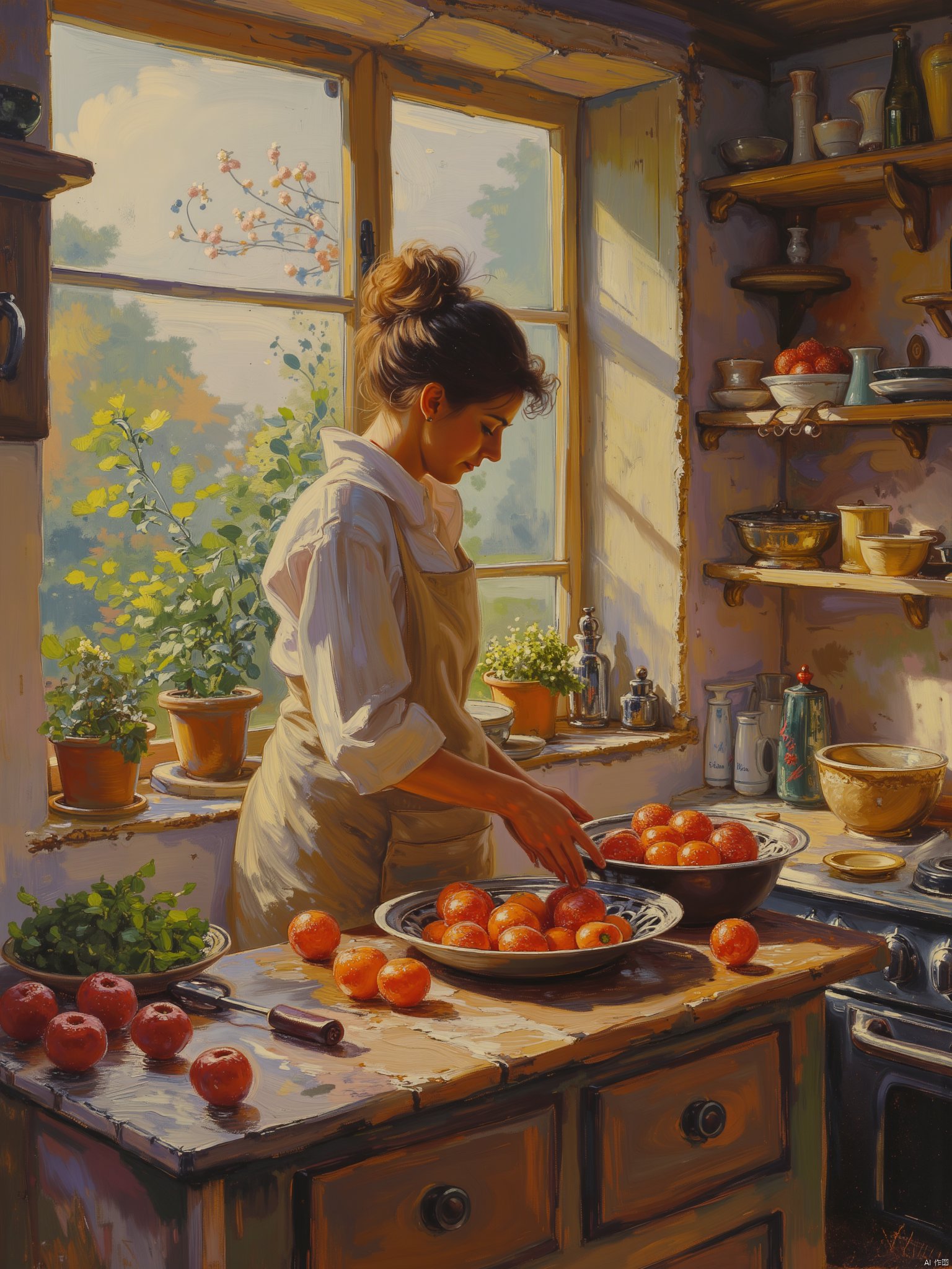 OByouhua,oil painting,kitchen,