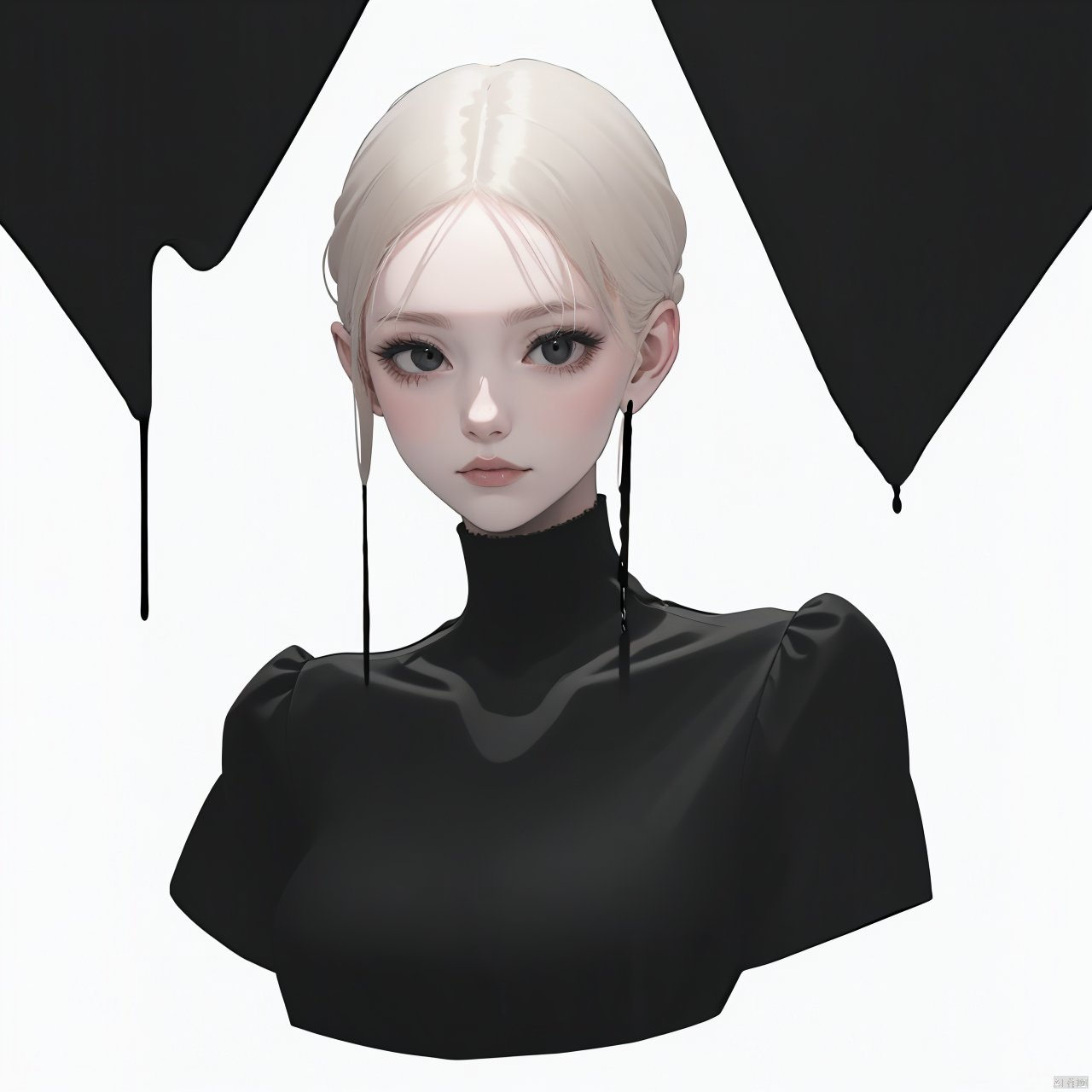 Black clothing design, black gloss, conceptual design, a girl