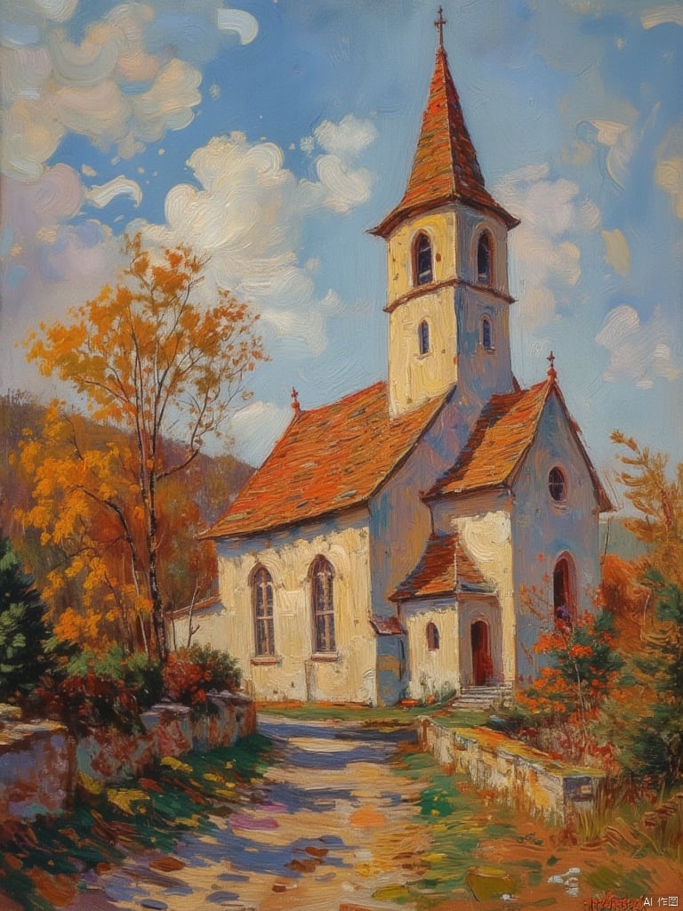 OByouhua,oil painting,church,