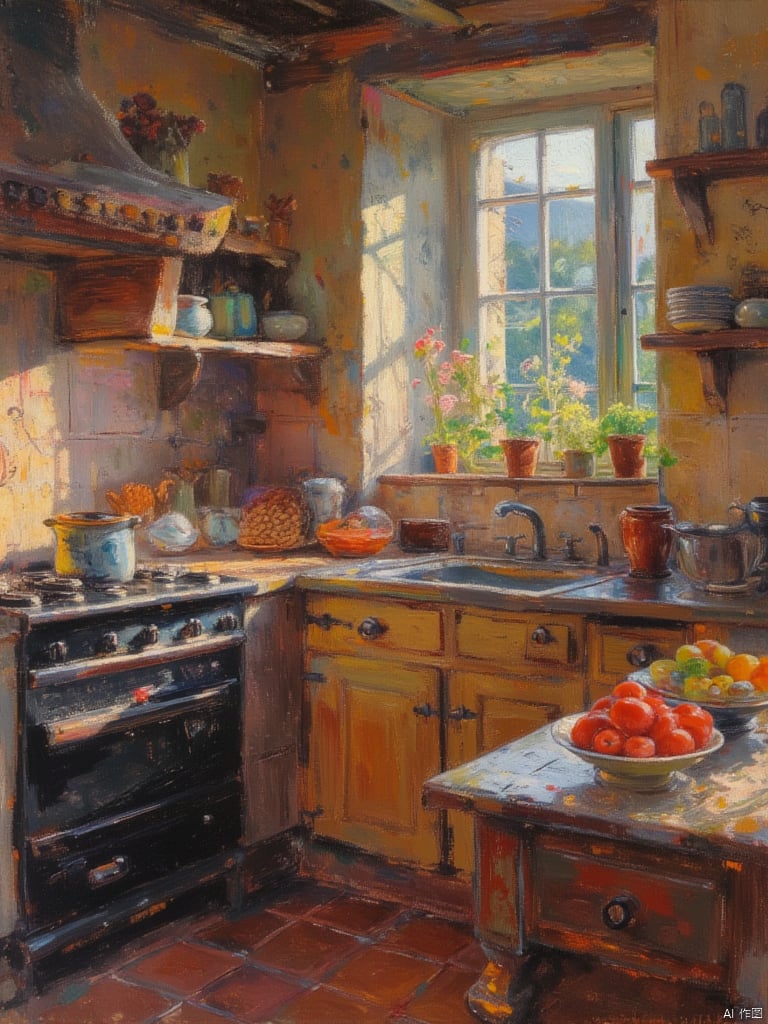 OByouhua,oil painting,kitchen,