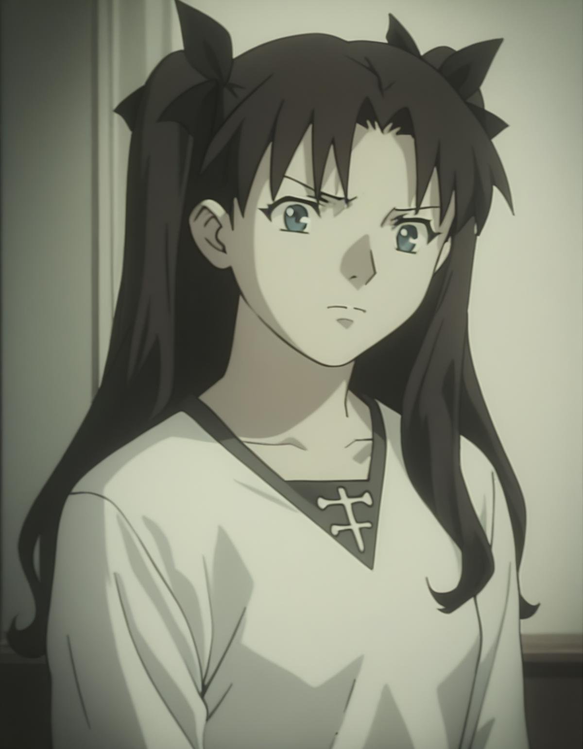 score_9,  score_8_up, score_7_up, source_anime, <lora:boogiepop-2000-ponyxl:0.85> 1girl, tohsaka rin, upper body, annoyed, bedroom, muted color