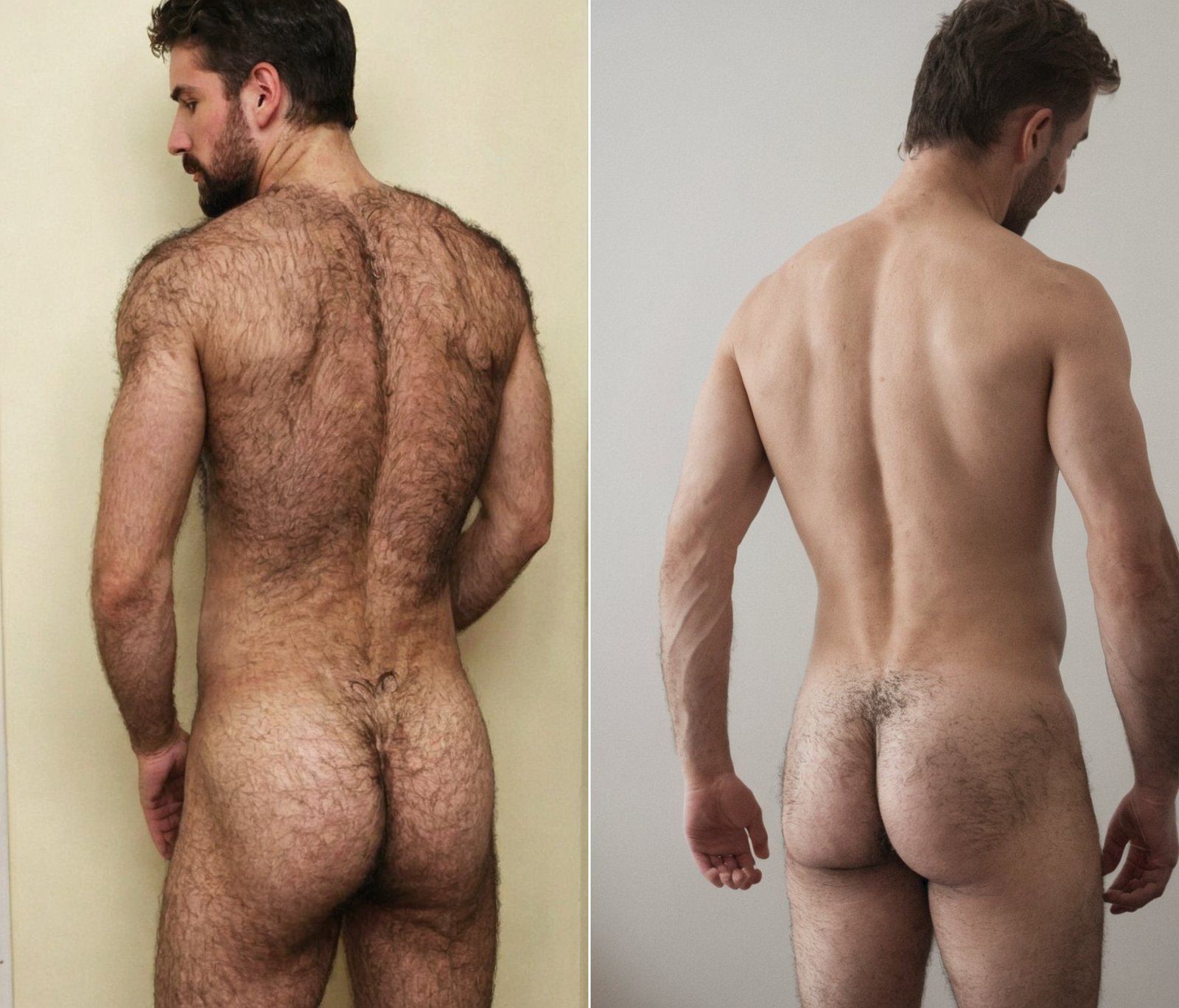 a sexy hairy naked man from behind <lora:HairyManXLV1-CruzFlesh:0.65>