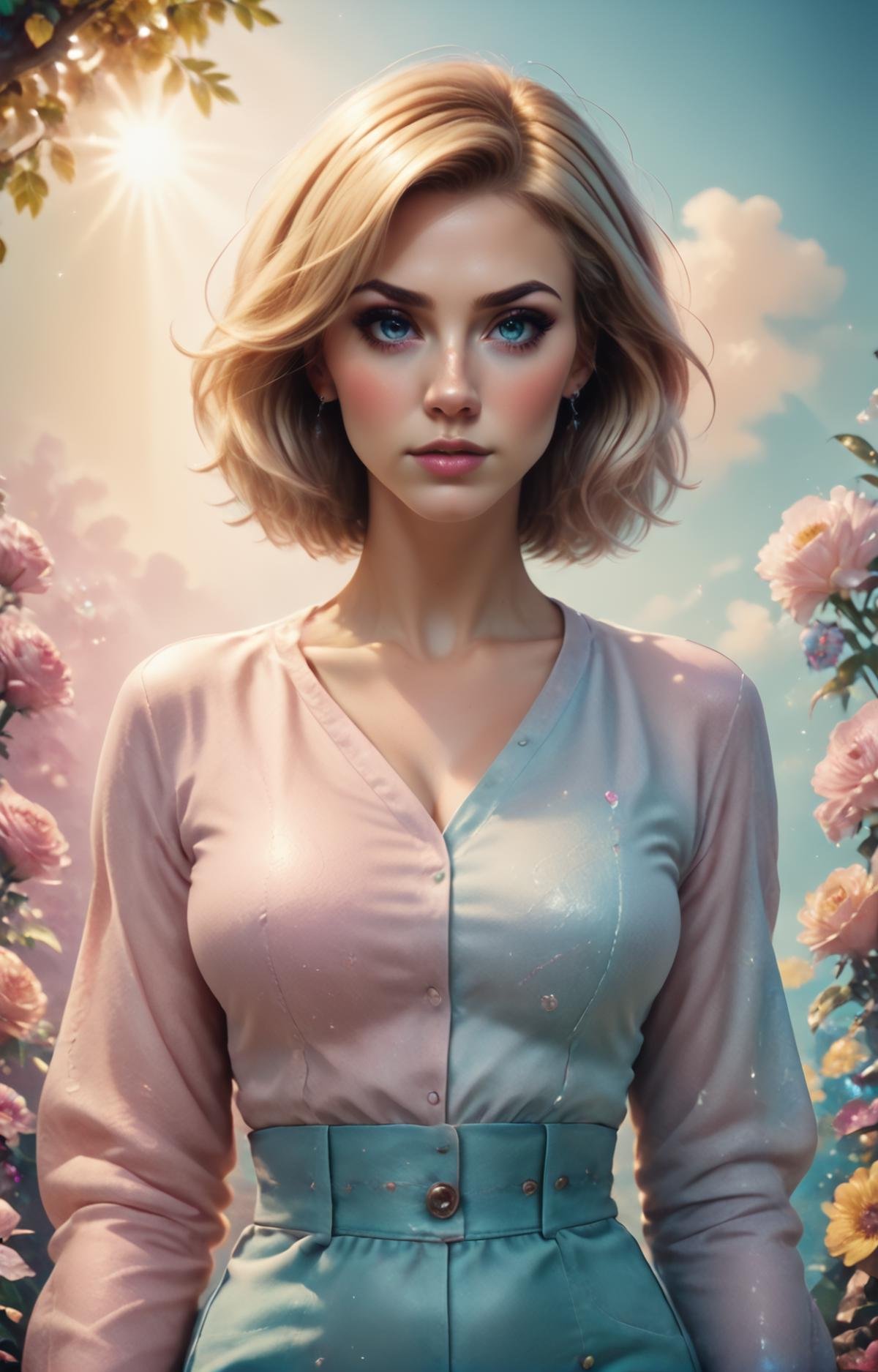 zPDXL, comic book art of profjen, (CoverArt, RPG Cover Art), Bohemian aesthetic, pastel colors, stunning background. bright sunlight, a mesmerizing blend of light and shadow. masterpiece, absurdres, intricate details, <lora:Prof_Jen_PDXL-000009:0.6>