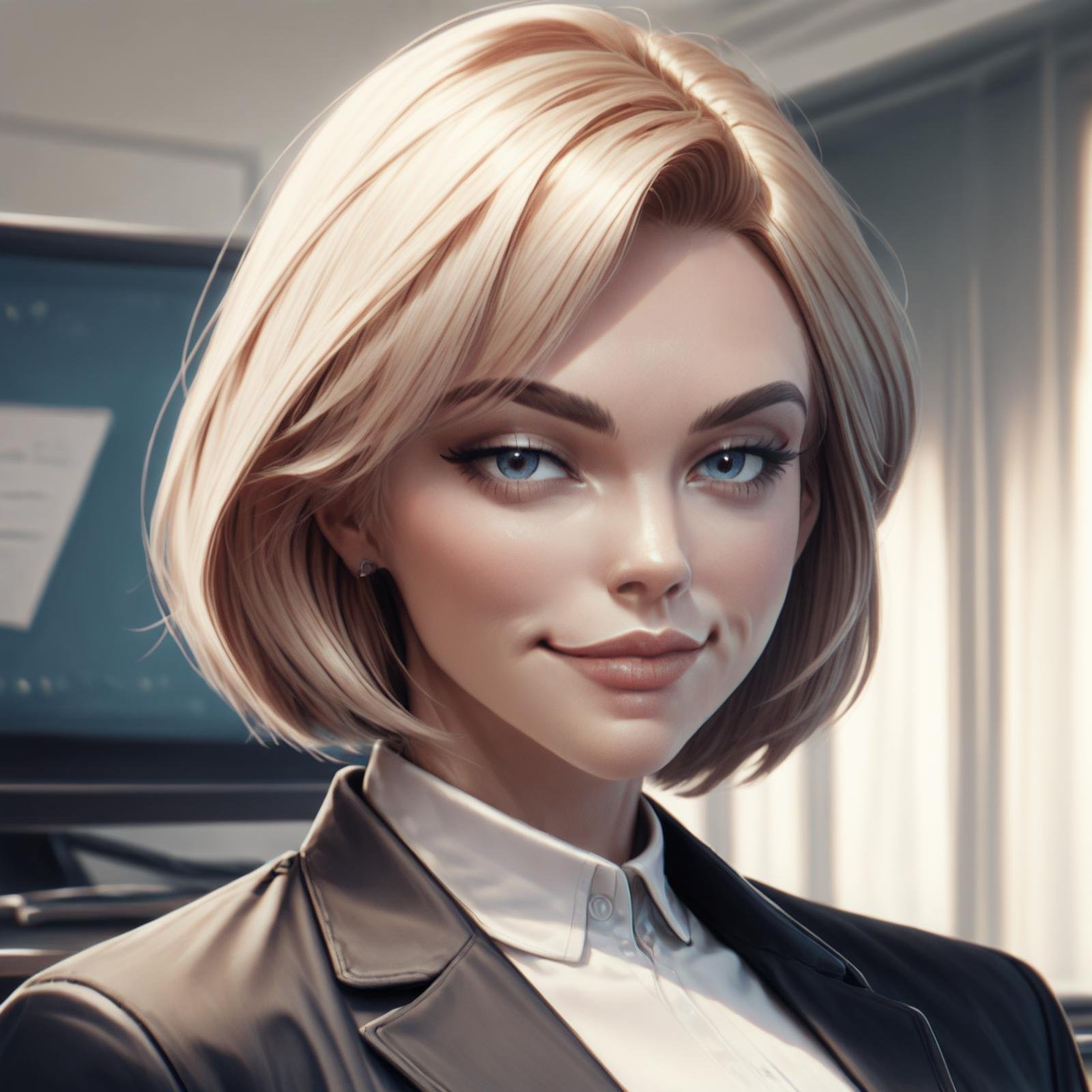 score_9. score_8_up. score_7_up. score_6_up. score_5_up, solo, profjen, beautiful face, portrait,slight  smile, standing, ornate office, white shirt, black jacket, black pants <lora:Prof_Jen_PDXL-000009:1>