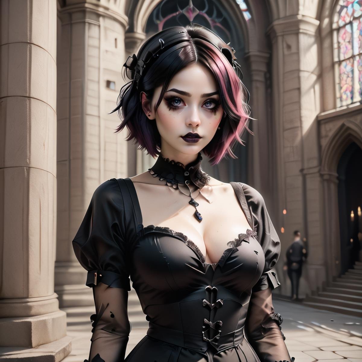 zPDXL2, rating_safe, N1co, waist up, detailed background, gothic cathedral  <lora:Nico_Nobody_-_PDXL64:0.8>