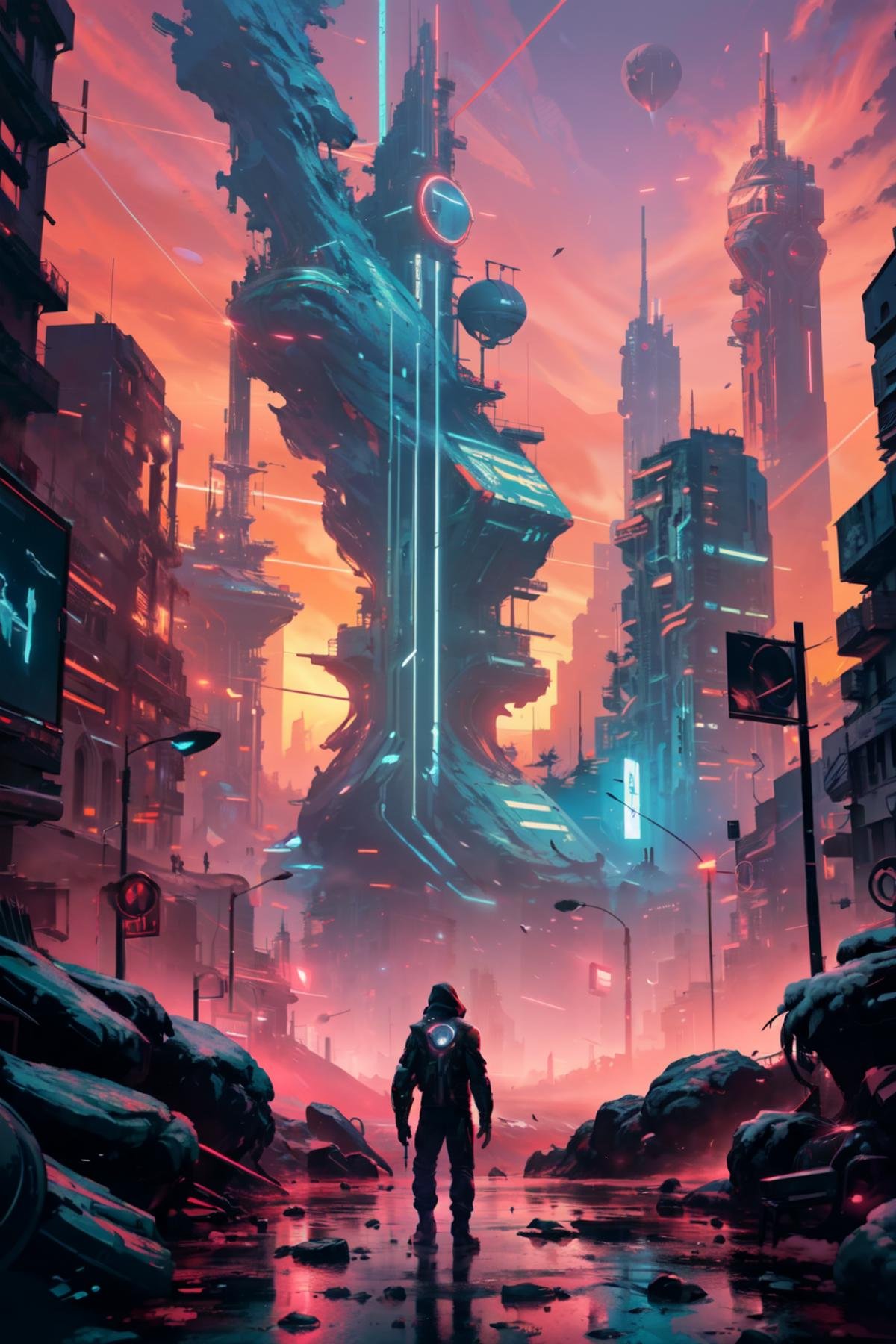 ((masterpiece,best quality)), absurdres,   <lora:Scifi_Environment_Concept_Art:0.8>,   minimalist, game asset, cinematic, movie poster, cyberpunk, cold colors, red theme,