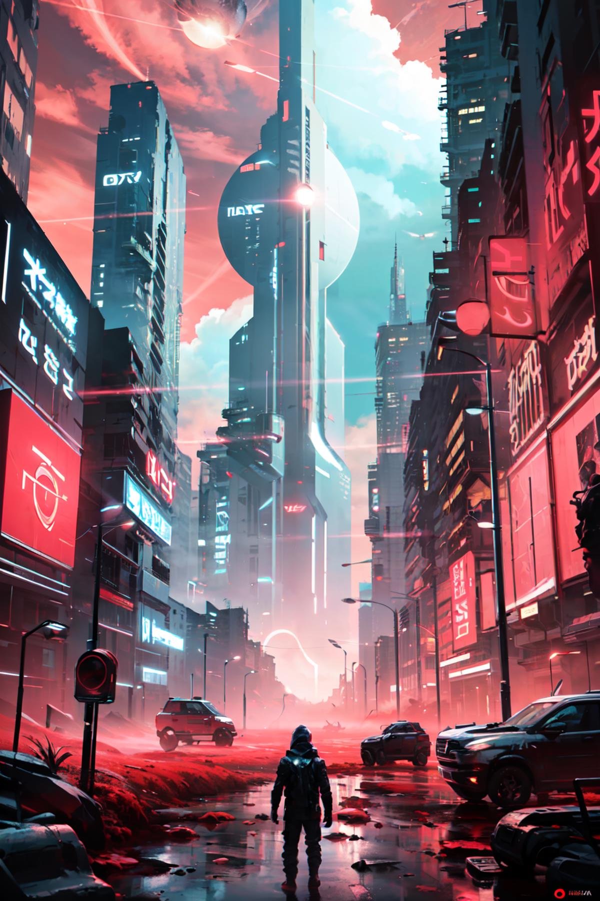 ((masterpiece,best quality)), absurdres,   <lora:Scifi_Environment_Concept_Art:0.8>,   minimalist, game asset, cinematic, movie poster, cyberpunk, cold colors, red theme, flairs,   outdoors, sky, cloud, no humans, grass, scenery, spacecraft