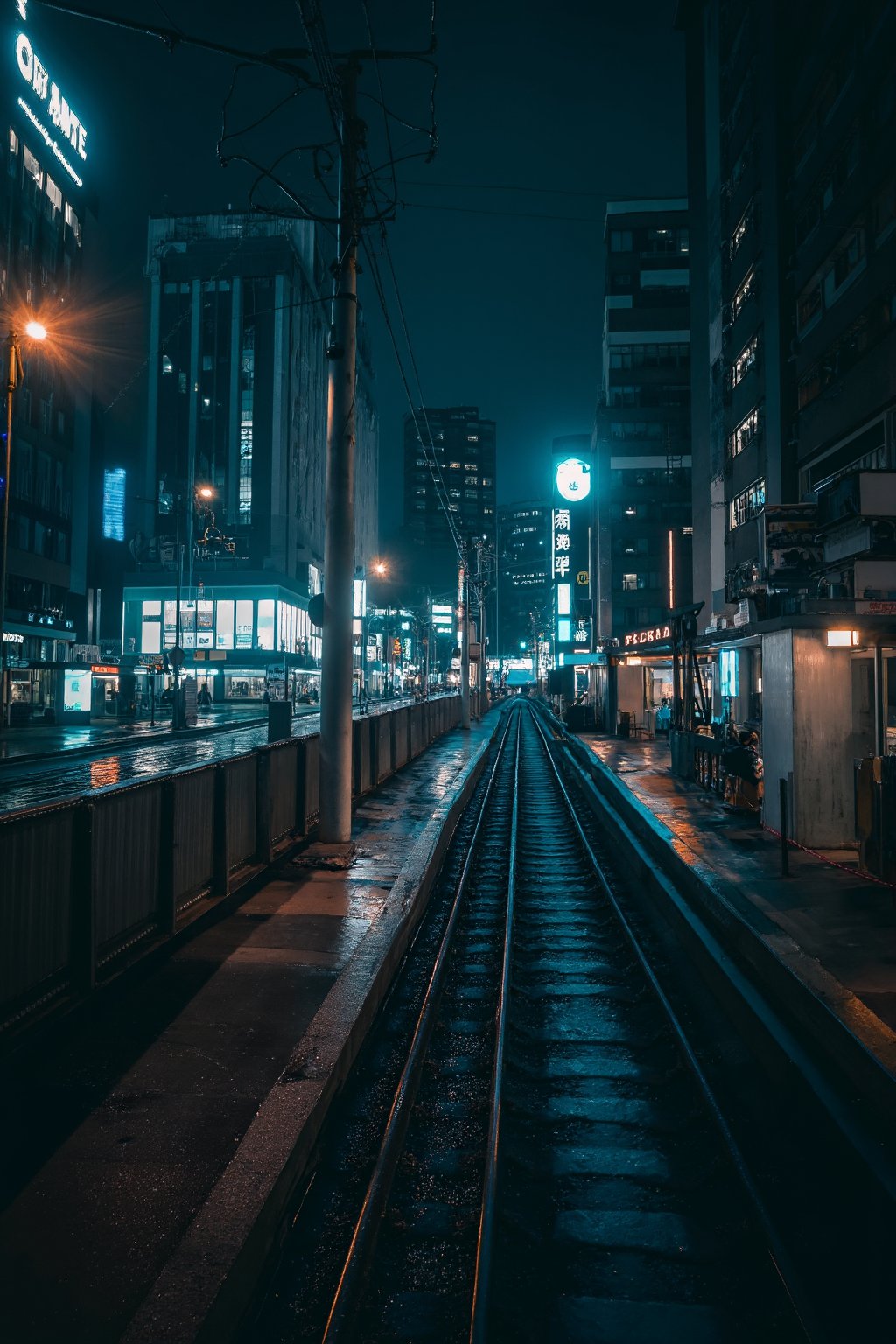 Tokyo city on a rainy night, seen from a train station,Cinematic_Enhancer_Style