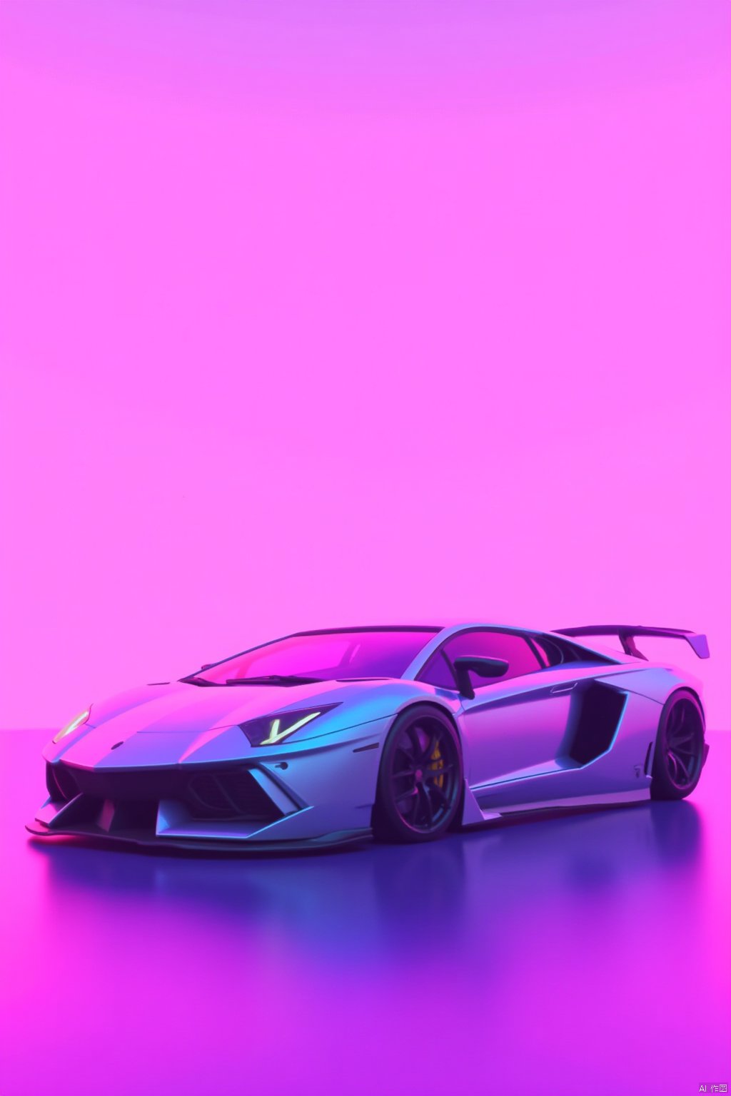 gradient, gradient background, no humans, pink background, ground vehicle, motor vehicle, chromatic aberration, car, vehicle focus, sports car,Vaporwave style,