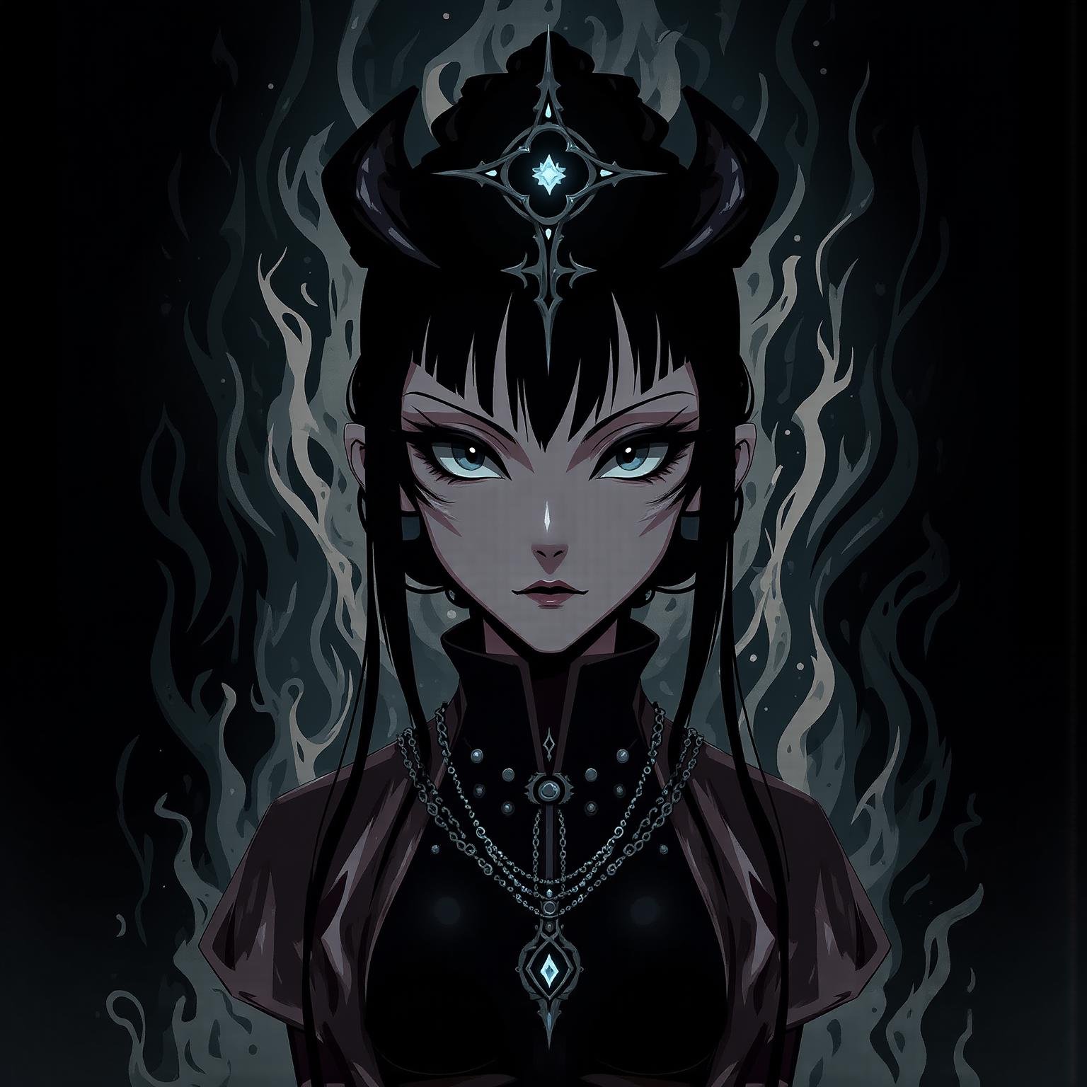 sfw,digital illustration, 2d, dark, hallow eyes,  female the wire, , holy avenger