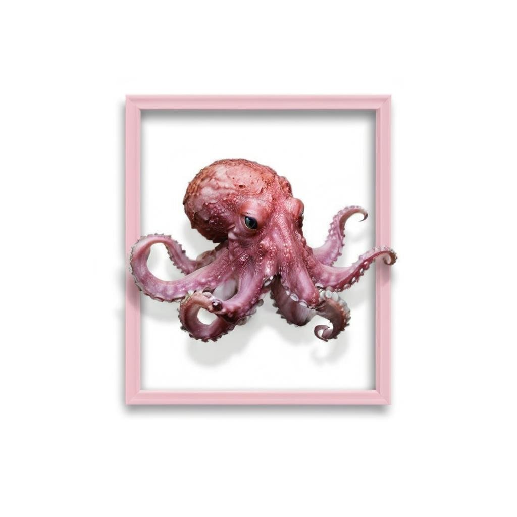 <lora:BreakingTheFrameSDXL:0.8> octopus (breaking the frame:1.3), BREAKPassion Pink frame, white background