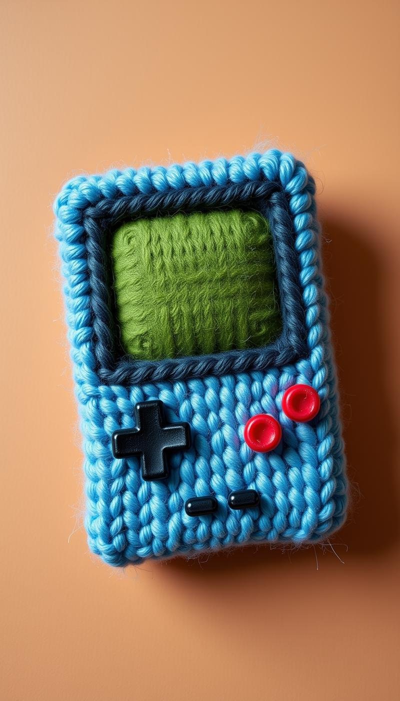 Made out of wool a handheld game console