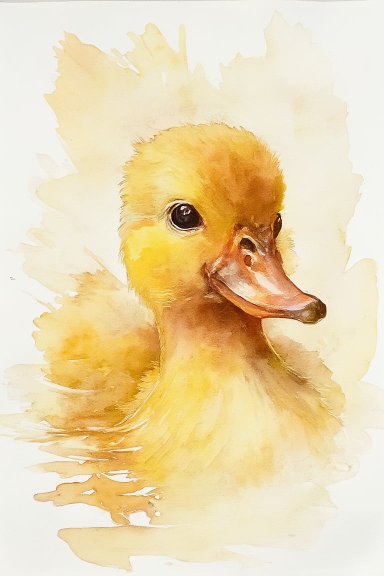 Yellow duck, Watercolor painting style 