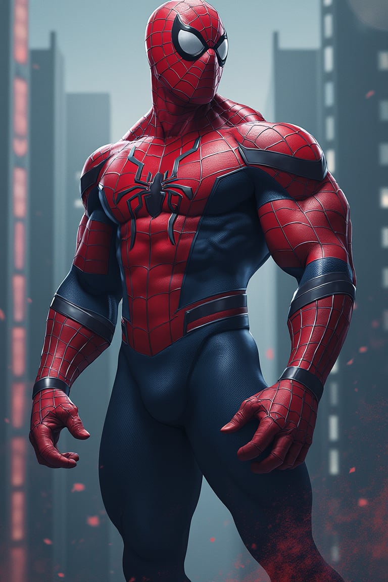 Amazing man, muscle, Spiderman costume, 

Silverjow style, bara, 