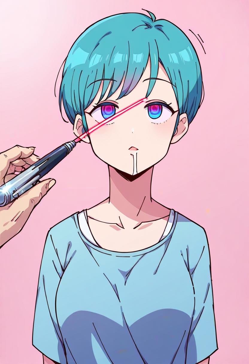 score_9,score_8_up, score_7_up, rating_safe, source_anime, 1girl, 1boy, bulma, drooling,  laser_pointer, las3r_p0inter, laser, mind_control, empty_eyes, :o, <lora:Laser_Pointer__Penlight_-_Pony:1.0>