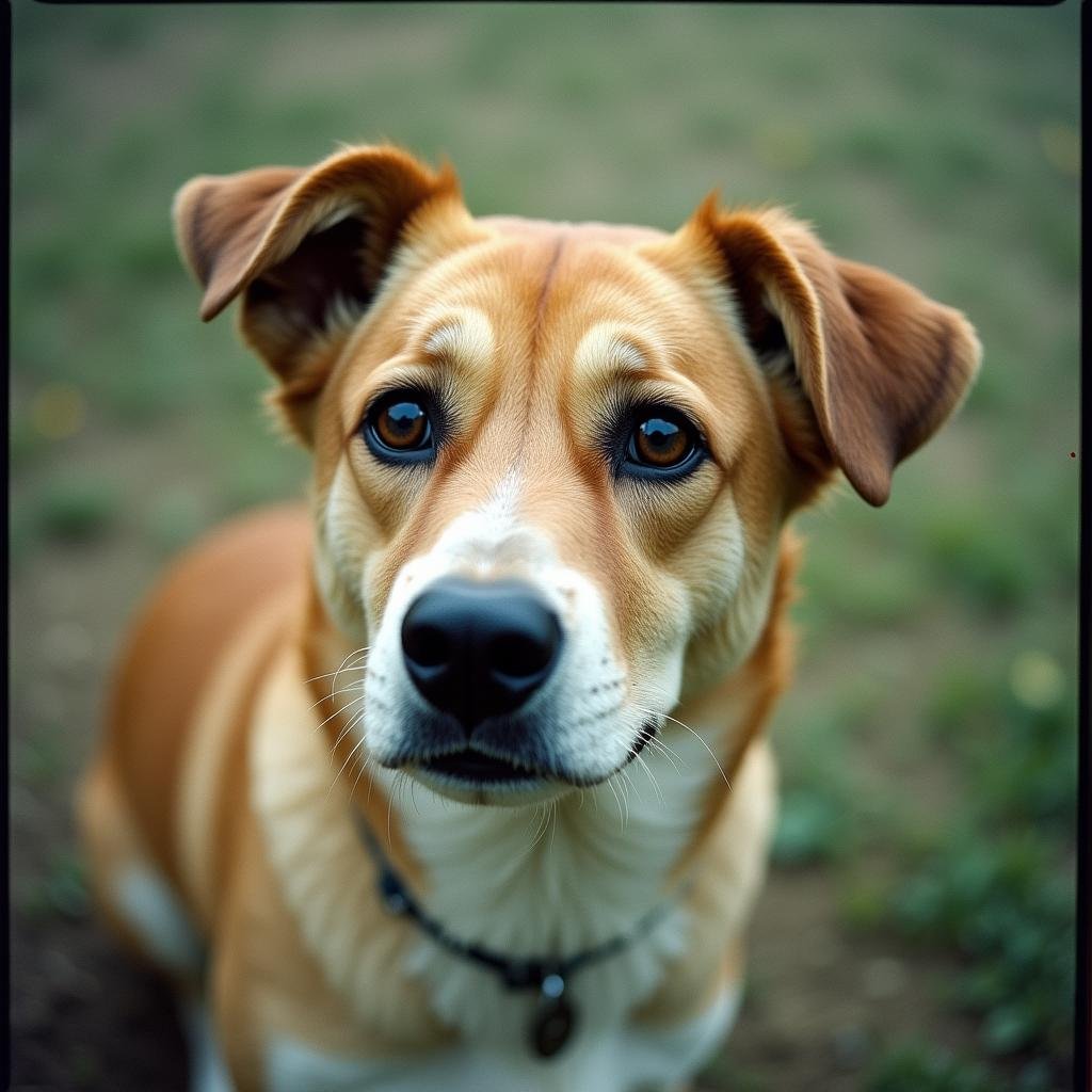 analog film photo  <lora:Kodak Portra 400 analog film stocks v1:1>Kodak Portra 400 analog film stocks of a dog with a sad look on its face, detailed image, sharp edges, cinematic, cinematography, Kodak Portra 400 analog film stocks style, solo, looking at viewer, blurry, no humans, bird, realistic, animal focus . faded film, desaturated, 35mm photo, grainy, vignette, vintage, Kodachrome, Lomography, stained, highly detailed, found footage