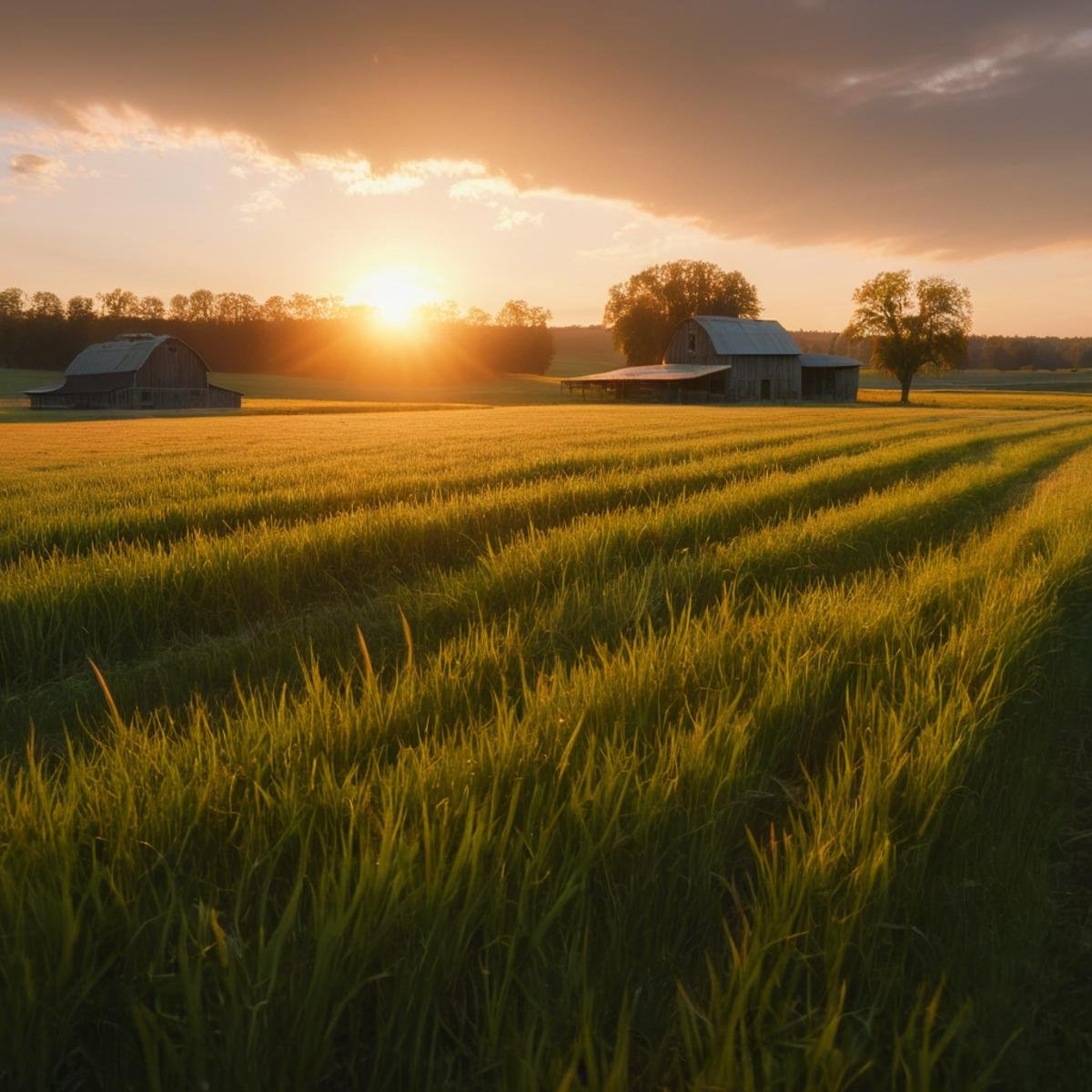 UHD, 4k, ultra detailed, cinematic, a photograph of  <lora:diffused light style:1>A Diffused light of a sunset over a field with a barn in the distance,outdoors,sky,cloud,no humans,sunlight,cloudy sky,grass,scenery,lens flare,sunset,sun,horizon,field,power lines,landscape,hill , realistic, sharp, detailed, classic, 1970's light style, high-key light style, photography, artistic, perfection, diffusion, diffused, soft light, glow, bright, contrast, highlights, halo, glowing ambient light, colorful, cinematic, filmic, high quality photo, diffused light style, epic, beautiful lighting, inpsiring