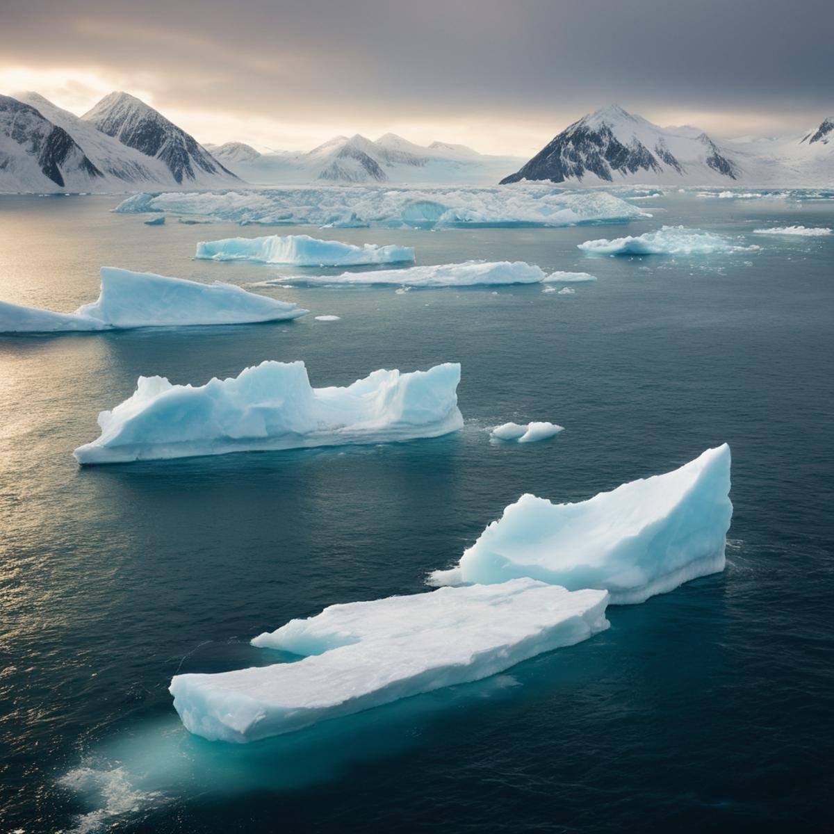 UHD, 4k, ultra detailed, cinematic, a photograph of  <lora:diffused light style:0.9>A Diffused light of a group of icebergs floating in the ocean,outdoors,sky,cloud,water,no humans,scenery,snow,reflection,ice,mountain,landscape,lake , realistic, sharp, detailed, classic, 1970's light style, high-key light style, photography, artistic, perfection, diffusion, diffused, soft light, glow, bright, contrast, highlights, halo, glowing ambient light, colorful, cinematic, filmic, high quality photo, diffused light style, epic, beautiful lighting, inpsiring