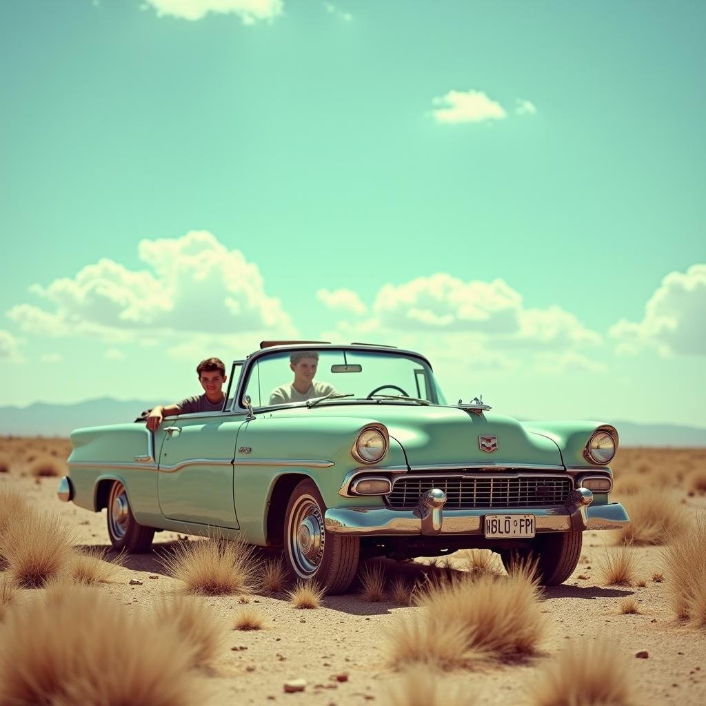 HDR photo of  <lora:High dynamic range style v1:1>HDR high dynamic range cinematic photography of an old car is parked in the desert, hdtv, High dynamic range style, vivid, sharp, detailed, perfect, perfection, realism, cinematic exposure, hdr film, hdr DSLR, hdr cinematic color, hdr cinematic contrast, hdr jpeg, HDR style, outdoors, multiple boys, sky, day, cloud, 2boys, grass, ground vehicle, scenery, motor vehicle, car, vehicle focus, desert, no humans, traditional media, road, High dynamic range, vivid, rich details, clear shadows and highlights, realistic, intense, enhanced contrast, highly detailed