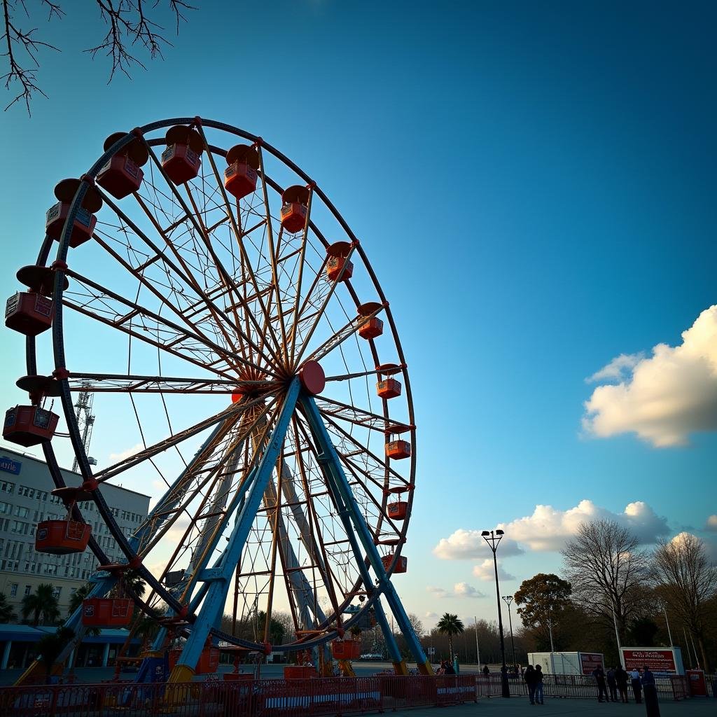 HDR photo of  <lora:High dynamic range style v1:1>HDR high dynamic range cinematic photography of a ferris wheel in a city park with a sky background, hdtv, High dynamic range style, vivid, sharp, detailed, perfect, perfection, realism, cinematic exposure, hdr film, hdr DSLR, hdr cinematic color, hdr cinematic contrast, hdr jpeg, HDR style, outdoors, sky, cloud, tree, no humans, building, scenery, sign, real world location, ferris wheel, day, blue sky, city, cityscape, bridge, night, lamppost, High dynamic range, vivid, rich details, clear shadows and highlights, realistic, intense, enhanced contrast, highly detailed