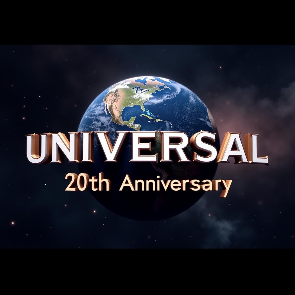 <lora:text title style v1:1>A perfect text title of a logo for universal 20th anniversary with a planet in the background, movie themed, sharp, detailed, epic cinematic image, artistic style, creative style, perfection, cinematic style, detailed text style, Kodak, 35 mm film style, widescreen, cinematography technique style, Hollywood movie title style, perfect text title style, english text, no humans, copyright name, star (sky), scenery, science fiction, logo, space, planet, earth (planet), sky, parody