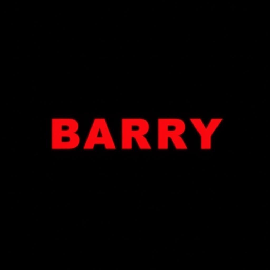 <lora:text title style v1:1>A perfect text title of a red barry logo on a black background, movie themed, sharp, detailed, epic cinematic image, artistic style, creative style, perfection, cinematic style, detailed text style, Kodak, 35 mm film style, widescreen, cinematography technique style, Hollywood movie title style, perfect text title style, solo, simple background, monochrome, no humans, parody, black background, text focus, english text, copyright name, logo, black border