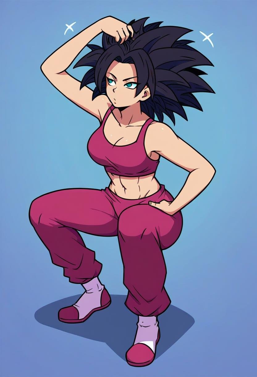 score_9,score_8_up, score_7_up, source_anime, rating_questionable, 1girl, solo, caulifla, monk3y_p0se, scratching_head, squatting, <lora:Monkey_Pose_-_Pony_r1:1.0>