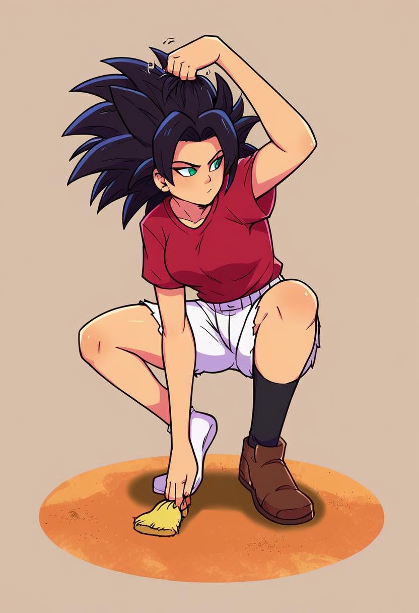 score_9,score_8_up, score_7_up, source_anime, rating_questionable, 1girl, solo, caulifla, monk3y_p0se, scratching_head, squatting, <lora:Monkey_Pose_-_Pony_r1:1.0>