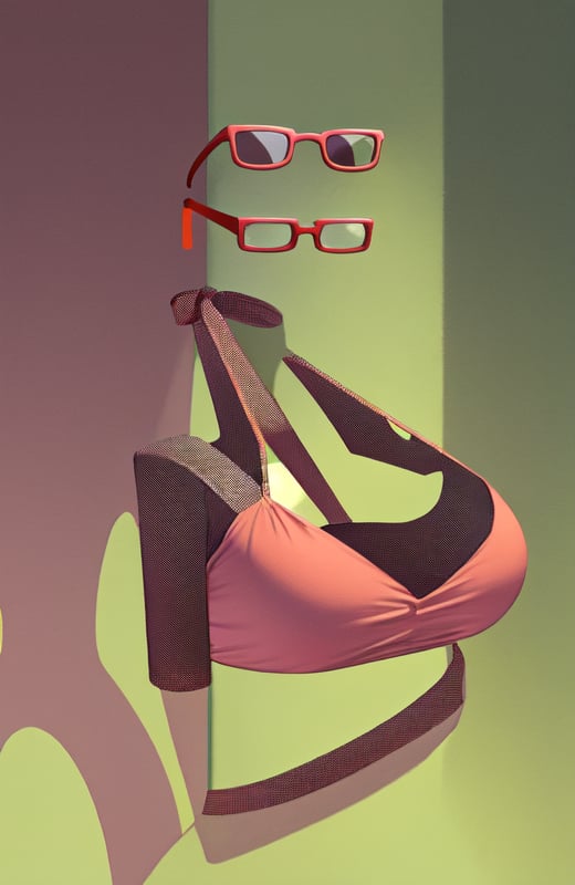 1girl, solo, upper body, looking at viewer, large breasts, tight, faceless, mature female, invisible, teacher, red sunglasses, ((((no humans)))), (headless), amputee, quadruple amputee, school,