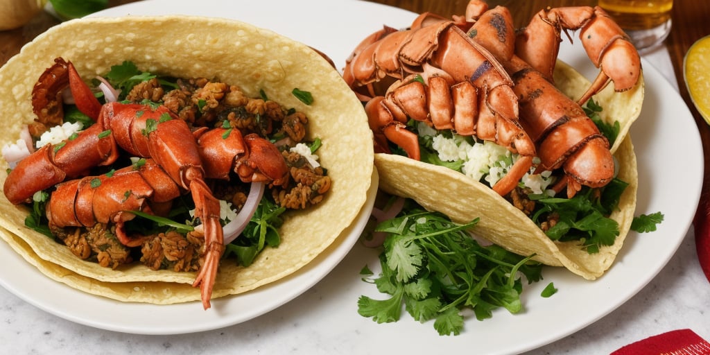 taco with a entire huge lobster in it