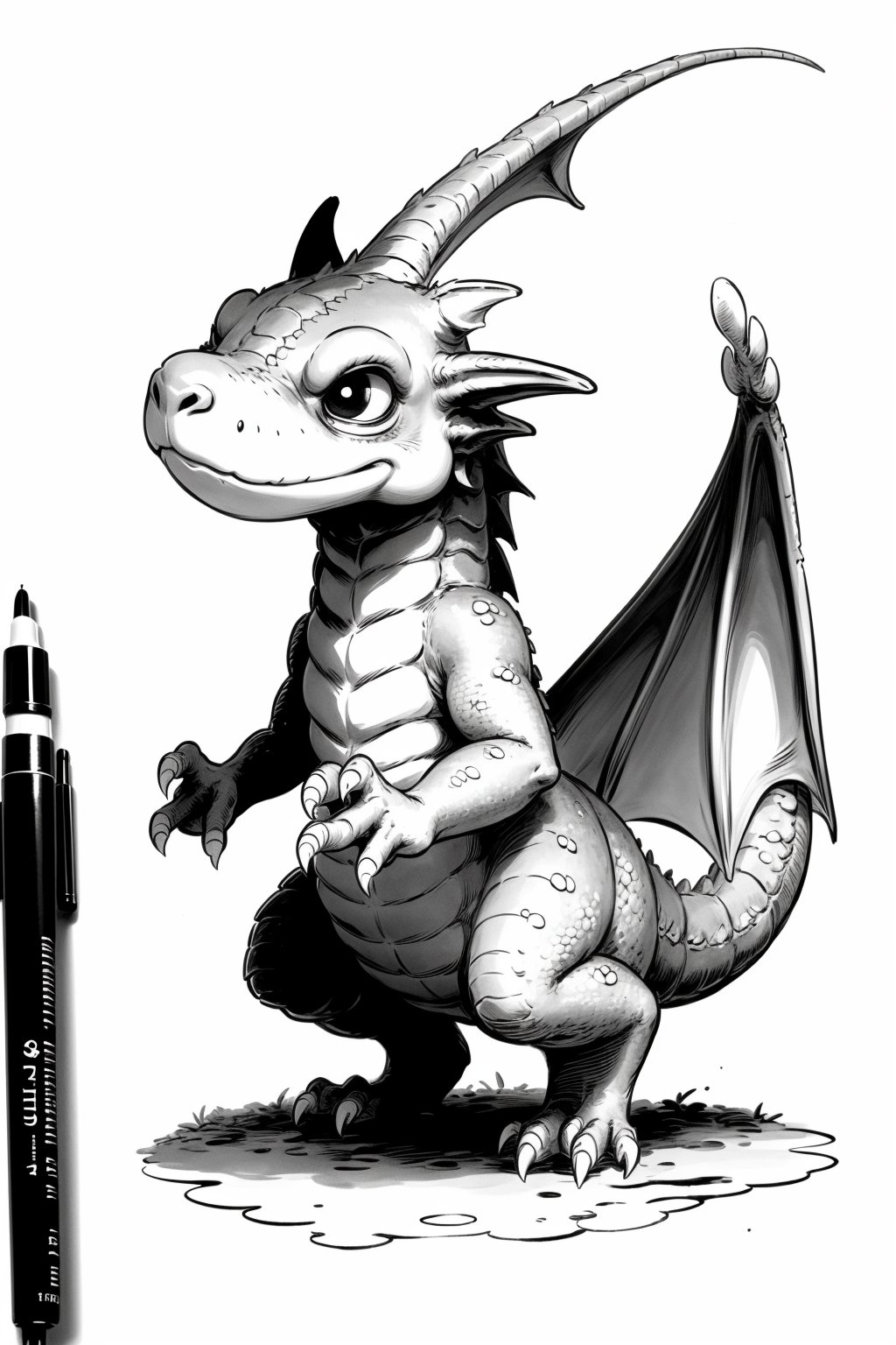 (masterpiece:1.5), (best quality:1.5), whimsical adorable dragon creature,inksketch