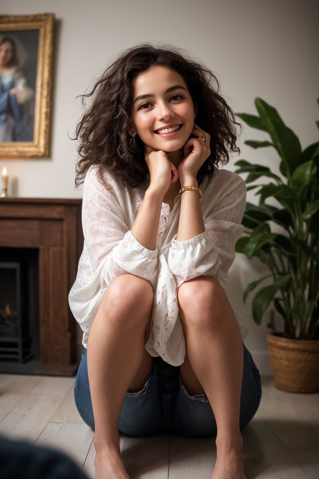 extremely innocent angelic face, smirk, teen, wild hair, sitting, dressed in pink, she smile like gentle love goddess, very long tresses, golden hair, brown hair, expressive face , she loves it so much. in chic bedroom, phenomenal image, too good, did you see it? i can't believe how good this is quality, sharp, perfect, beautiful, female, ultrarealistic, soft lighting, 8k, cheerful,laughing,clever naughty smile,,long sleeves, she smile like gentle love goddess,very long tresses,black hair,brown hair,expressive face, stunningly beautiful young girl,(((extremely innocent face ))),wild hair,((best quality)),((masterpiece)),(detailed),, highly ornate body jewelry, raw, photorealistic, real, perfect skin, real skin, realistic photo of a 1girls, , , voluptuously   extremely innocent face, divine eyes, ;,  

 (((full body view:1.2))), stunningly beautiful (((extremely innocent face ))), wild hair, ((best quality)), ((masterpiece)), (detailed),  shirt,, highly detailed HDR photo, 8k quality, best quality, high resolution ultra photorealistic, high definition, highly detailed photo, photon mapping, dynamic angle, professional lighting, highly detailed face and body,expressive eyes, perfectly detailed face, smile, gorgeous face, real skin details, soft skin, looking at viewer, raw, photorealistic, real, perfect skin, real skin, realistic photo of a mid body shot, , extremely innocent face, very beautiful, cheerful, laughing, clever naughty smile, , she is dressed, she smile like gentle love goddess, very long tresses, golden hair, brown hair, expressive face, divine eyes,, Wide-angle view of a pretty fashion model looking at the camera, expressing a complaint as if it's our fault, sad and thoughtful, sipping coffee in a dark, cozy coffee shop with rain outside, vibrant ambience, lively atmosphere, adorned with fairy lights and candles, captured in photorealistic detail with real skin textures, soft lighting, and presented as an absurdres masterpiece. , flowers,  ,1,s_light