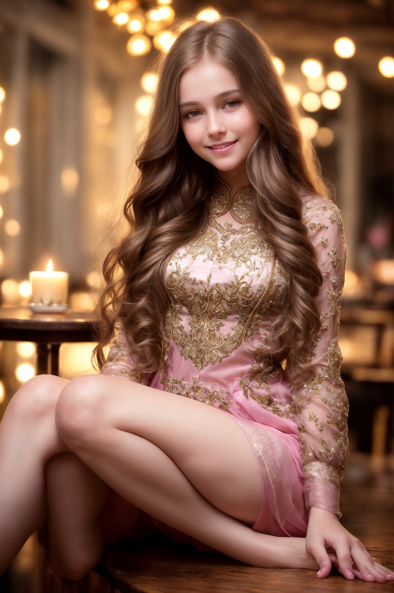 
extremely innocent angelic face, smirk, ukraine teen, wild hair, sitting leg over leg, dressed in pink, she smile like gentle love goddess, very long tresses, golden hair, brown hair, expressive face ((((seductive pose)))) she loves it so much. in chic bedroom, phenomenal image, too good, did you see it? i can't believe how good this is quality, sharp, perfect, beautiful, female, ultrarealistic, soft lighting, 8k, cheerful,laughing,clever naughty smile,,long sleeves, she smile like gentle love goddess,very long tresses,black hair,brown hair,expressive face, stunningly beautiful young girl,(((extremely innocent face ))),wild hair,((best quality)),((masterpiece)),(detailed),, highly ornate body jewelry, raw, photorealistic, real, perfect skin, real skin, realistic photo of a 1girls, , , voluptuously   extremely innocent face, divine eyes, ;,  

 (((full body view:1.2))), stunningly beautiful (((extremely innocent face ))), wild hair, ((best quality)), ((masterpiece)), (detailed),  shirt,, highly detailed HDR photo, 8k quality, best quality, high resolution ultra photorealistic, high definition, highly detailed photo, photon mapping, dynamic angle, professional lighting, highly detailed face and body,expressive eyes, perfectly detailed face, smile, gorgeous face, real skin details, soft skin, looking at viewer, raw, photorealistic, real, perfect skin, real skin, realistic photo of a mid body shot, , extremely innocent face, very beautiful, cheerful, laughing, clever naughty smile, , she is dressed, she smile like gentle love goddess, very long tresses, golden hair, brown hair, expressive face, divine eyes,, Wide-angle view of a pretty fashion model looking at the camera, expressing a complaint as if it's our fault, sad and thoughtful, sipping coffee in a dark, cozy coffee shop with rain outside, vibrant ambience, lively atmosphere, adorned with fairy lights and candles, captured in photorealistic detail with real skin textures, soft lighting, and presented as an absurdres masterpiece. , flowers,  ,1,s_light