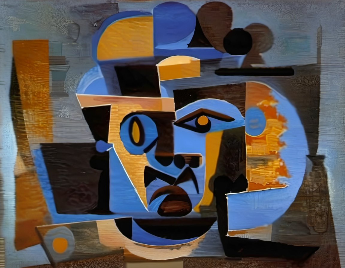 p1c4ss0, cubism oil painting of Indiana Jones made out of round and square shapes