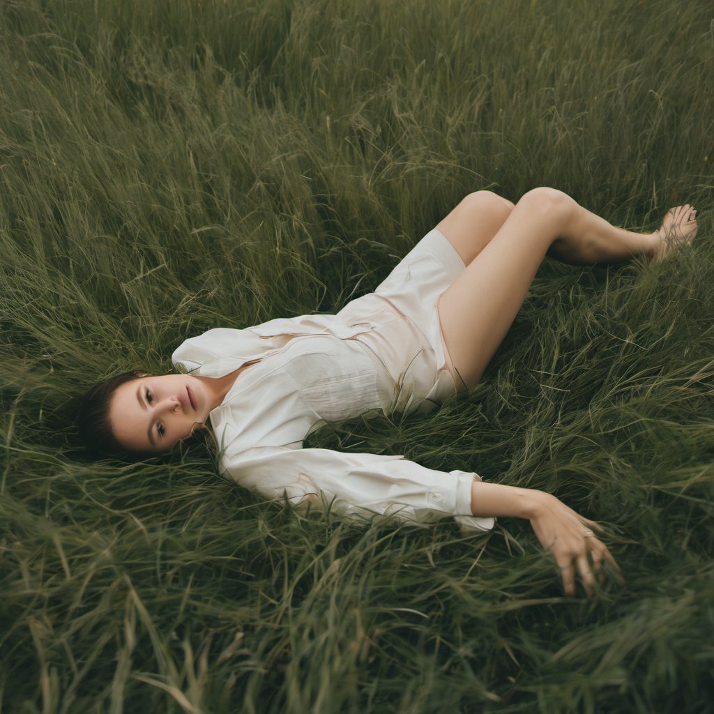 A woman lying in the grass