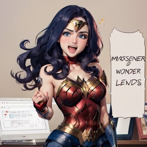 Masterpiece, beautiful, wonder woman,seductive smile, sexy, blush, blue eyes, open mouth