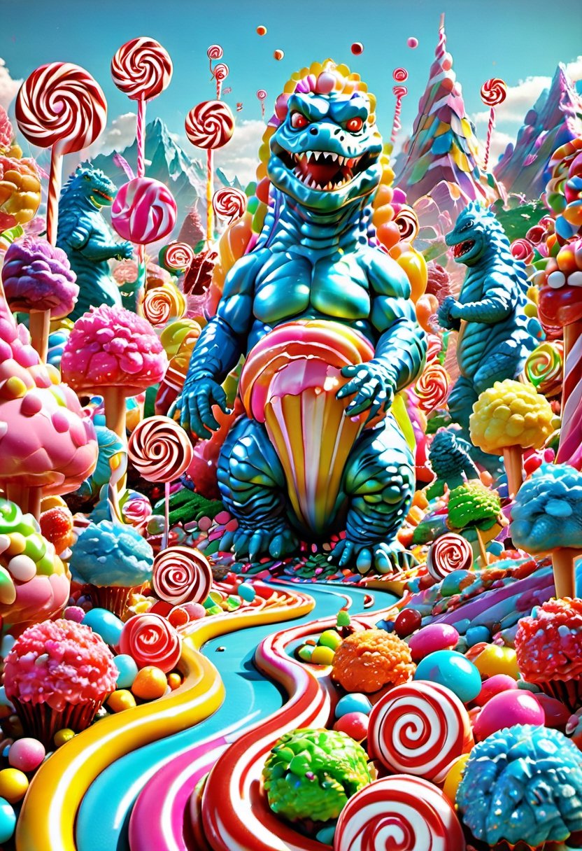   Godzilla in candyland