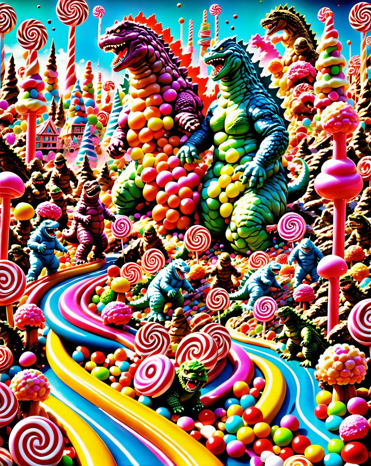   Godzilla destroying Tokyo candyland