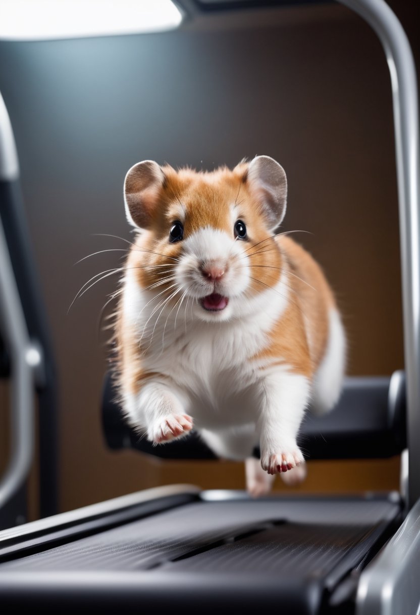 Photo,  Hamster running on a treadmill,  canon 5d mark 4,  volumetric light