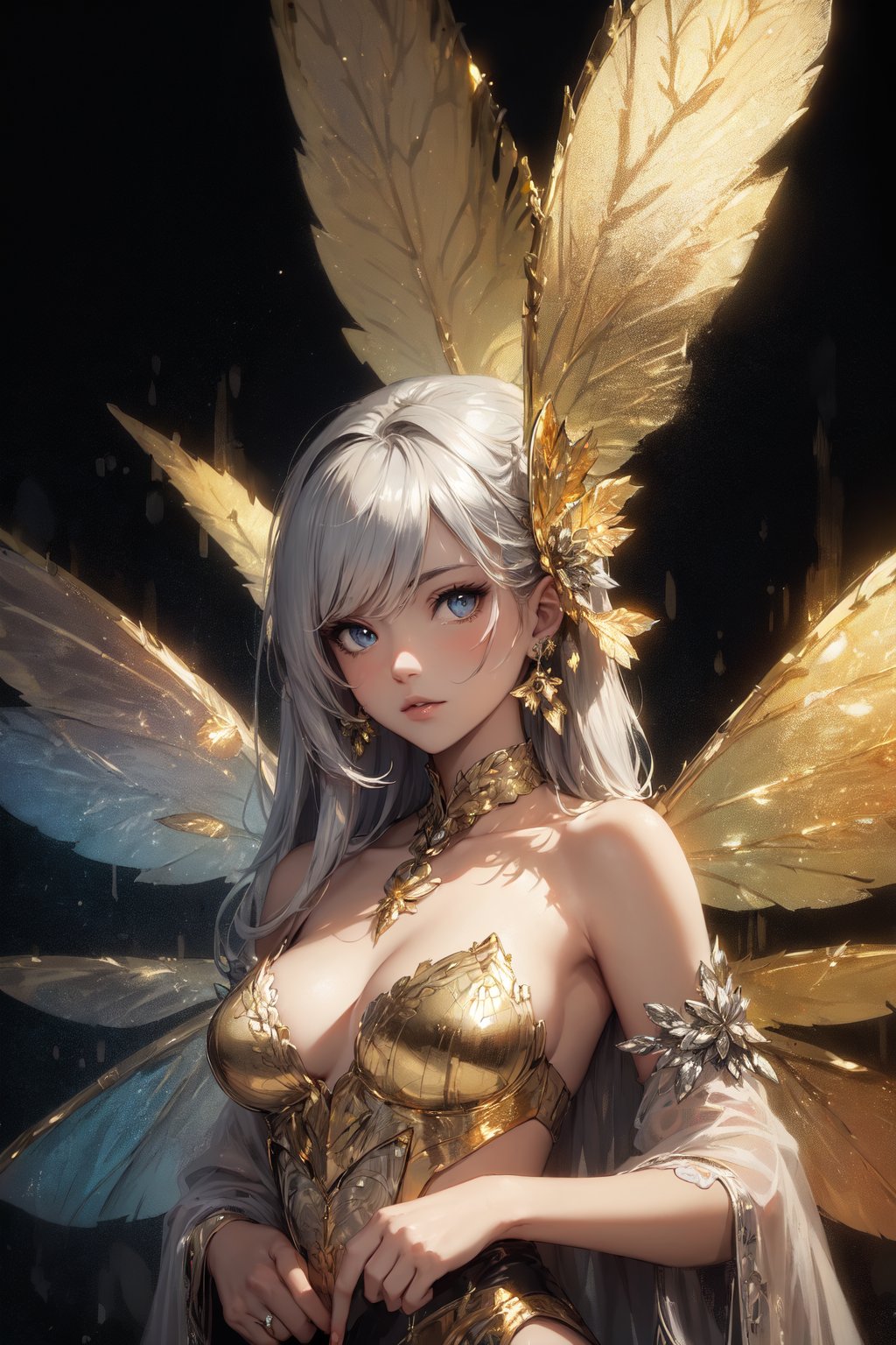 (((gold, silver, glimmer)), faerie), limited palette, contrast, phenomenal aesthetic, best quality, sumptuous artwork