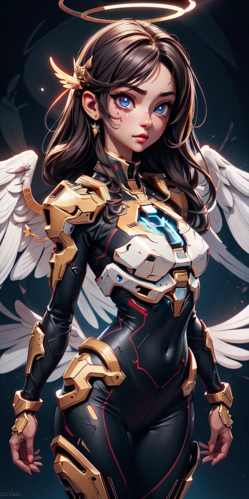 high resolution, detailed anatomy, detailed face, extra detailed, detailed eyes, 1 girl, angel of lust, Halo, imponent aura