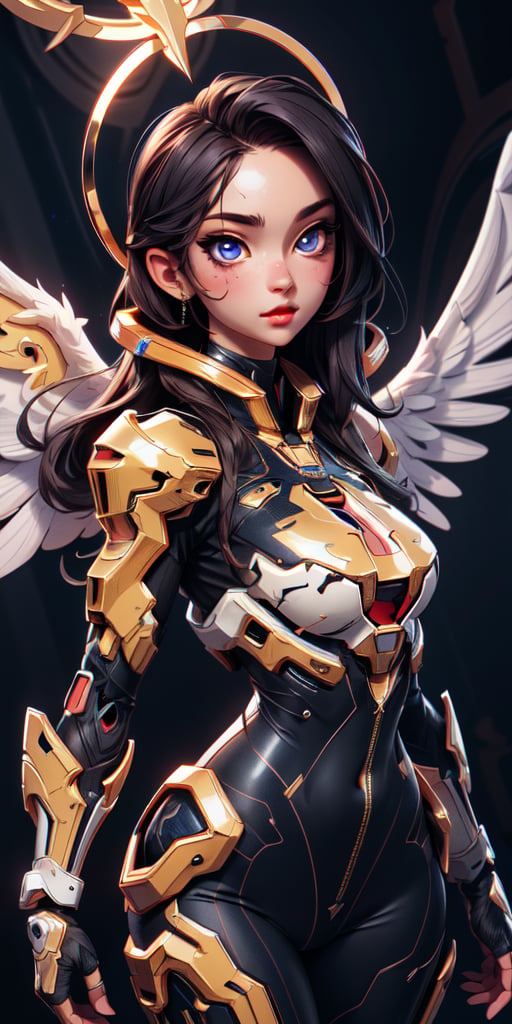 high resolution, detailed anatomy, detailed face, extra detailed, detailed eyes, 1 girl, angel of lust, Halo, imponent aura