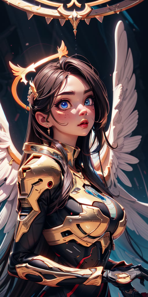 high resolution, detailed anatomy, detailed face, extra detailed, detailed eyes, 1 girl, angel of lust, Halo, imponent aura