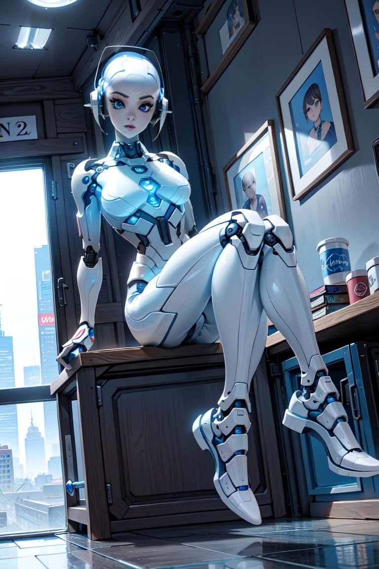 android blue Eyes,,(best quality, masterpiece),3d,futurediff ,  white skin , dynamic pose,highres