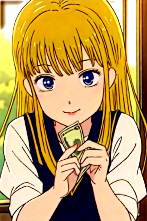 masterpiece, best quality, (anime screencap:1.2), Hibari, on-model, 1boy, blue eyes, slender, smile, long hair, blonde hair, shirt, serafuku, skirt, school uniform, smiling, cute pose ,1boys, facial hair, money, vest, holding, holding money, white shirt, upper body, jewelry, blurry, beard, formal, , fair-skinned female, 
supermodel, :<, perfect face,  skinny,  20 year old,  petite,  Chestnut pixie cut with bangs,  Brimming lips, wearing sexy luxury mini dress,  fair skinned african, olive skin, skin texture,  Heliconia eyes,  best quality , RAW photo, subject, 8k uhd,  high quality, photo realistic, dark-skinned male, 