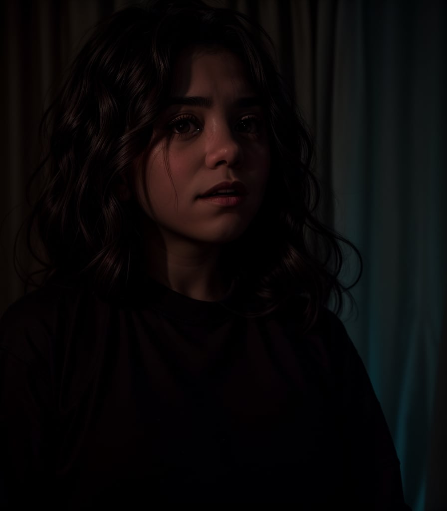 /imagine prompt: A Cinematic Scene from 2023 Horror The Haunting Whispers Dolly shot A Latinx teenager's panicked face RED Digital Cinema Camera John Carpenter Paranoia Low-key lighting --ar 21:9