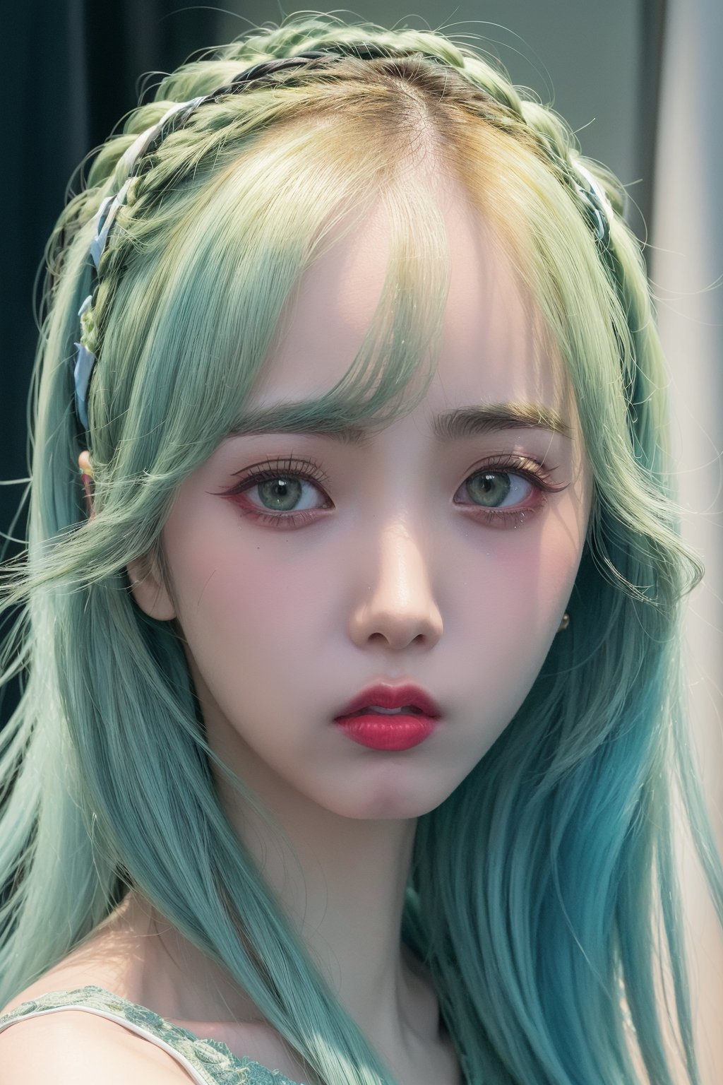 1girl, 20 year old, ((green hair)), perfect eyes, green dress, looking at the viewer, selfie, portrait,












(masterpiece), (best quality), intricate details:0.2,Best quality, masterpiece, ultra high res, (photorealistic:1.4), high quality photo, photo quality using the best camera, cool color, (quality photo), ((quality hair pictures, detailed hair pictures, fine hair pictures)), detailed skin, intricate, 8k, HDR, cinematic lighting, sharp focus, Hyperrealistic, Beautiful, perfect light. impeccably detailed, 8k, 32k, UHD,1 girl,photorealistic,Hyper detailed,