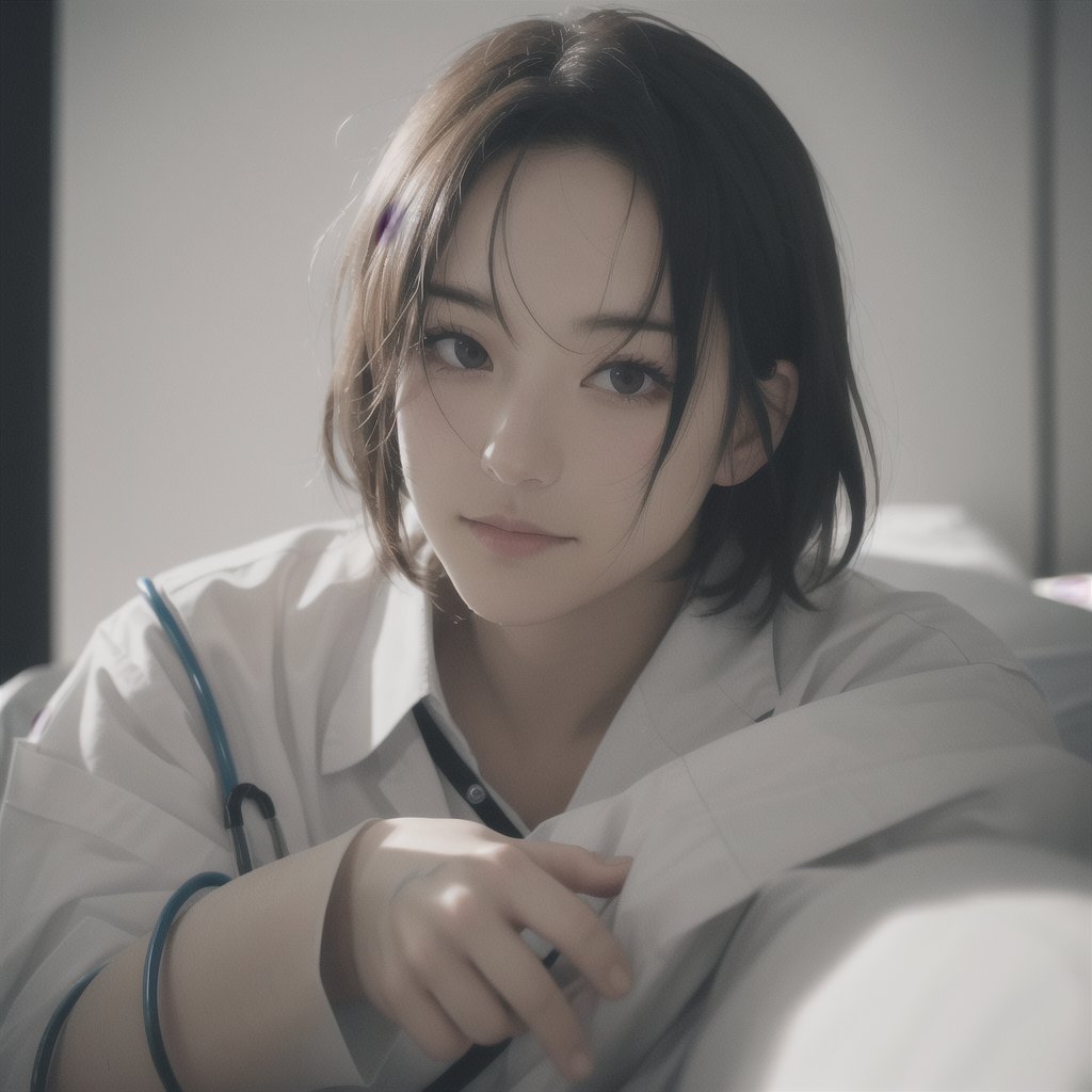 fullbody photo of man (favaloro:1) in the hospital like a medic, nervous, indoor, blurred background, (look at viewer:1.2) (skin texture), (high detailed face:1.3), close up, cinematic light, sidelighting, Fujiflim XT3, DSLR, 50mm, ,  