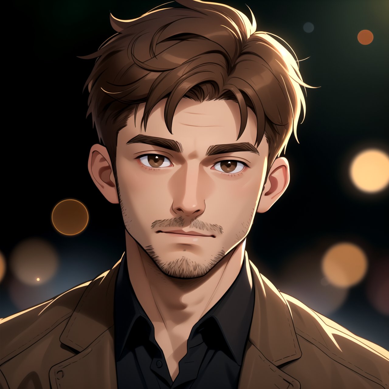 (looking at viewer), young adult man, dark completion, (light brown eyes), (short manly hairstyle), (light brown hair color), | centered, award winning face portrait, solo, man, | character concept, digital art, masterpiece, | bokeh, depth of field, |   