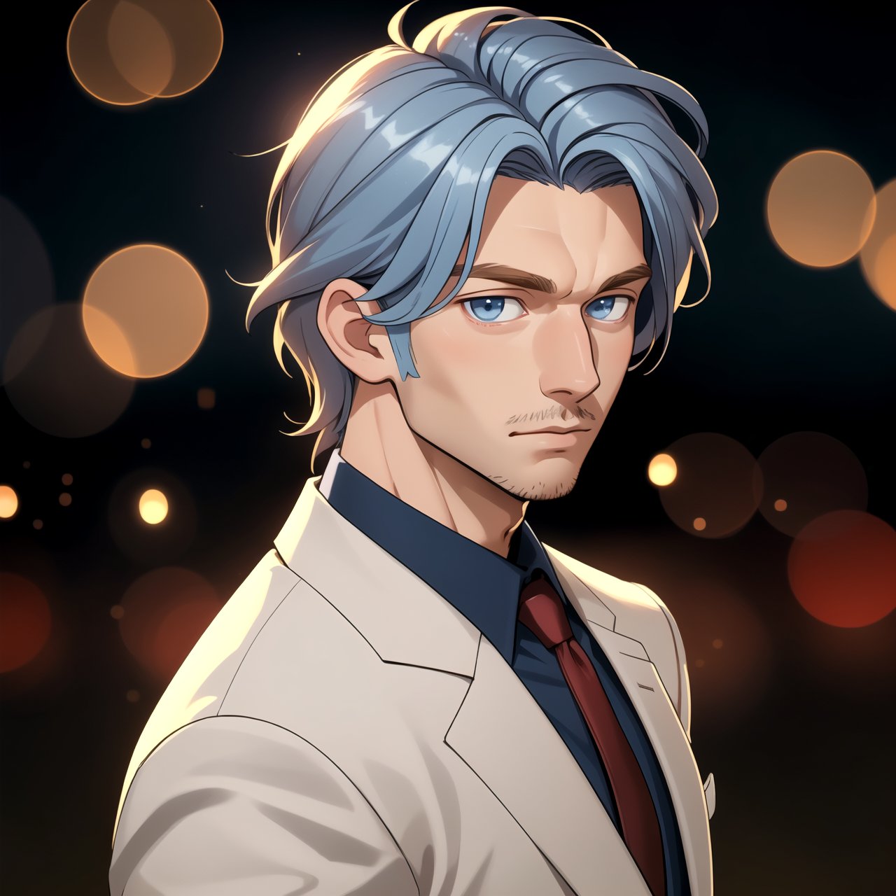 (looking at viewer), young adult man, (light blue eyes), (long manly hairstyle), (chesnut hair color), | centered, award winning face portrait, solo, man, | character concept, digital art, masterpiece, | bokeh, depth of field, |   